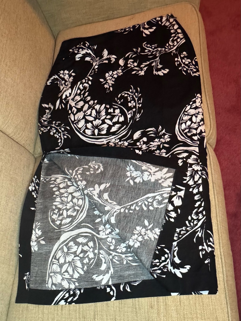 NWT LOFT Floral Paisley Ruched Linen Blend Midi Skirt - Picture 7 of 16